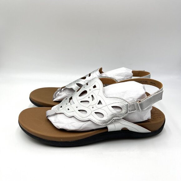 10W 10 WIDE WIDTH‎ Rockport Womens Ridge Sling Silver Summer Sandals Shoes - Picture 6 of 13